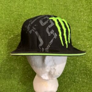 Y2K Monster Energy Hat Fitted 7 1/8 Monster X Fox Racing Vintage Motorcross Cap